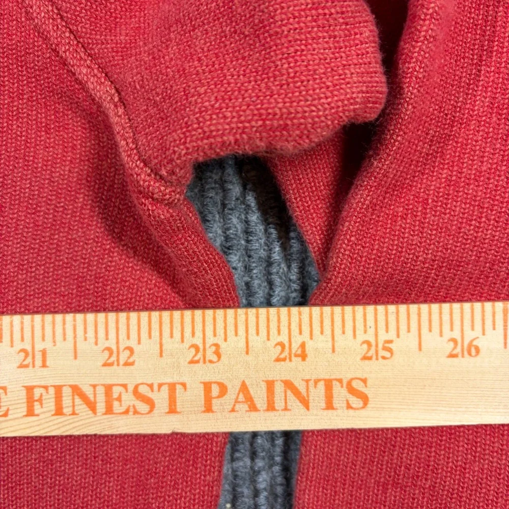Banana Republic Pullover Men's L Red Quarter Zip Sweater Ribbed Knit Cotton‎